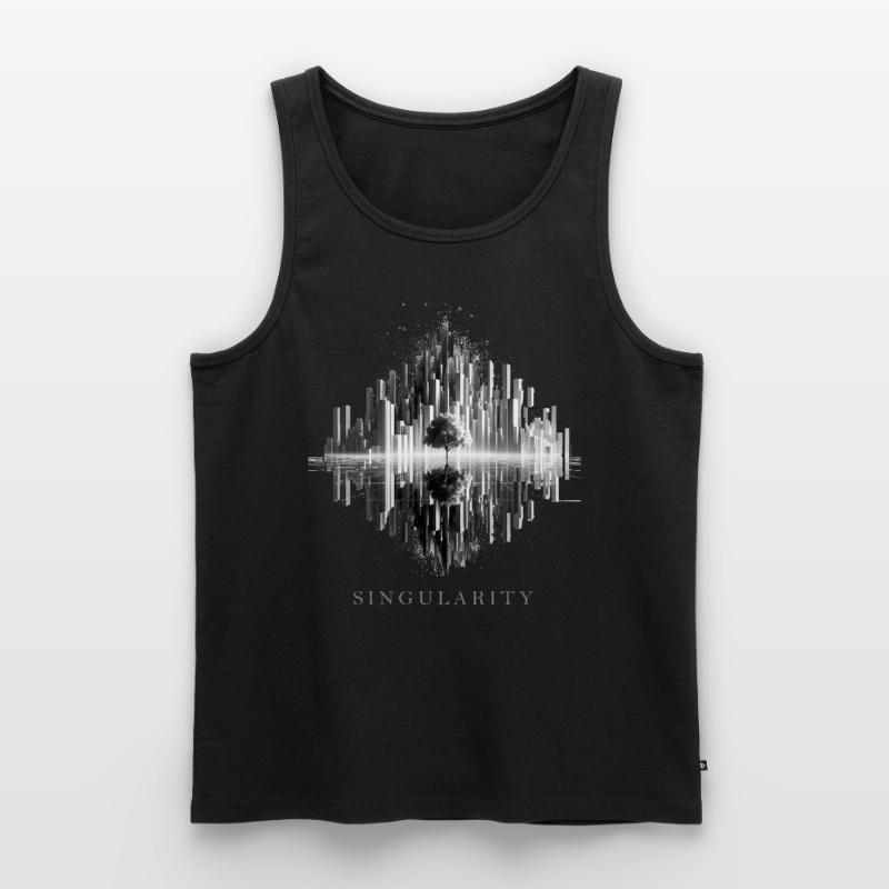 Technological singularity dissolves civilization Men's Premium Organic Tank Top