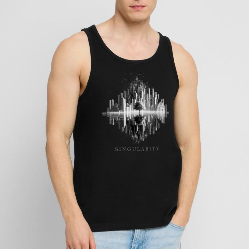 Technological singularity dissolves civilization Men's Premium Organic Tank Top