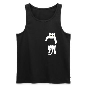 Katze Süß in Tasche/ Katzengeschenk/ weiße Katzen - Männer Premium Bio Tank Top - Schwarz - Vorne - AI Model Male 178 light (178cm)