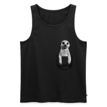 Baby Erdmännchen in Pocket Tasche - Männer Premium Bio Tank Top - Schwarz - Vorne - Michal (187cm)