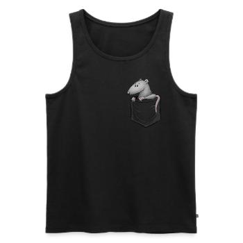 Petit rat dans la poche Rongeur sur le chemin - Débardeur bio Premium Homme - noir - Devant - AI Model Male 178 light (178cm)