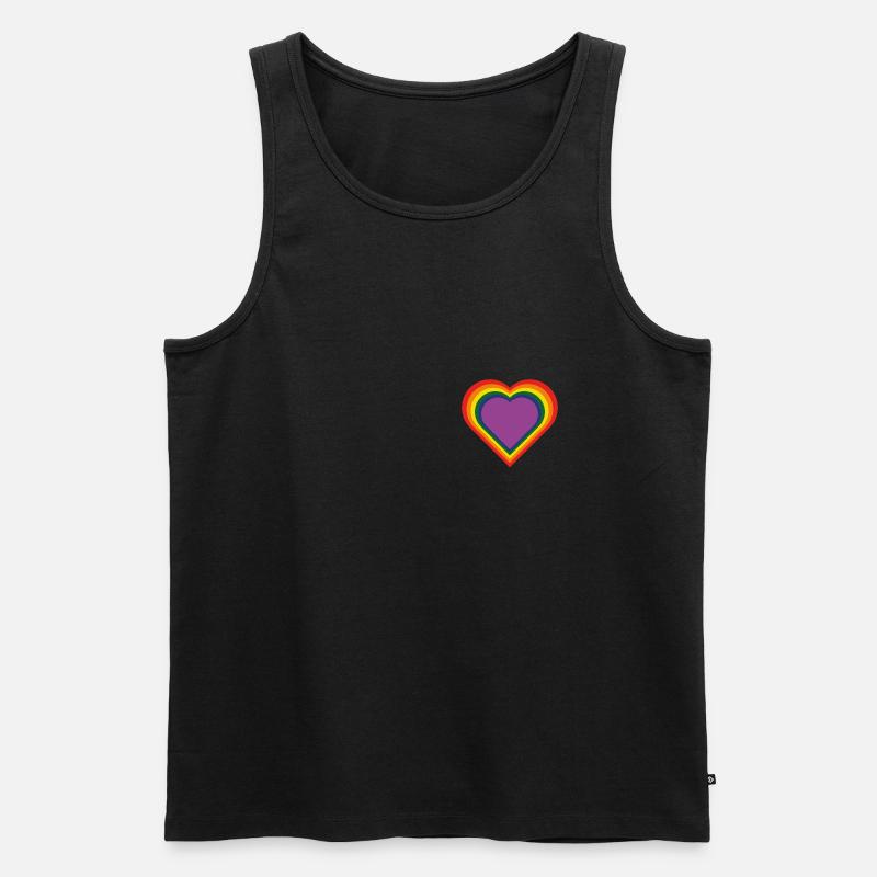 Regenbogen-Herz - Männer Premium Bio Tank Top - Schwarz
