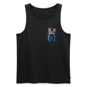 Chat dans un sac chaton mignon - Débardeur bio Premium Homme - noir - Devant - Michal (187cm)
