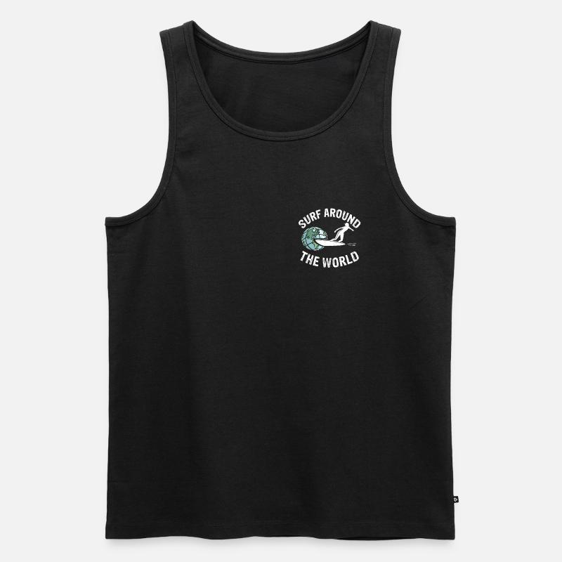 SURF around the World - Männer Premium Bio Tank Top - Schwarz