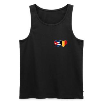 Cœur du drapeau de Cuba Belgique - Débardeur bio Premium Homme - noir - Devant - AI Model Male 178 light (178cm)