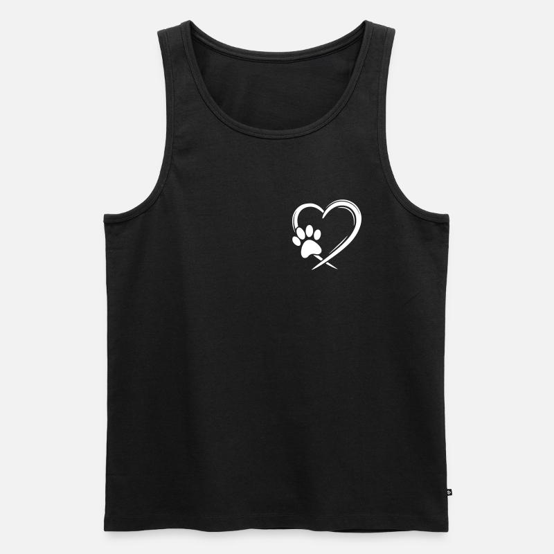 Herz Pfote - Männer Premium Bio Tank Top - Schwarz