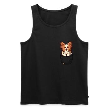 Pocket Cute Papillon Dog Puppy - Men's Premium Organic Tank Top - black - Front - Michal (187cm)