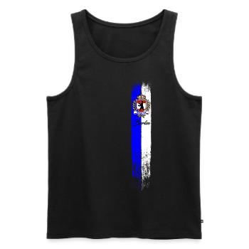 Berlin Motiv Streifen Wappen Krone Vintage - Männer Premium Bio Tank Top - Schwarz - Vorne - Michal (187cm)