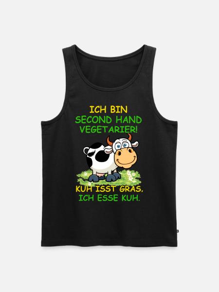Ich bin Second Hand Vegetarier - Männer Premium Bio Tank Top - Schwarz