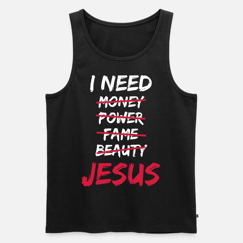 I need Jesus - Männer Premium Bio Tank Top - Schwarz