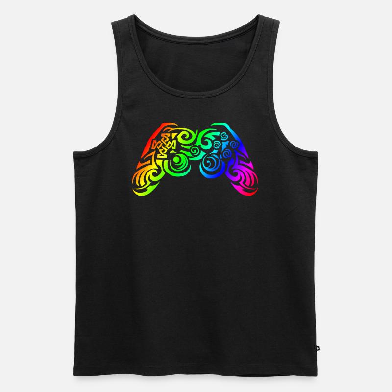 Controller Regenbogen Tribal Tattoo Gaming - Männer Premium Bio Tank Top - Schwarz