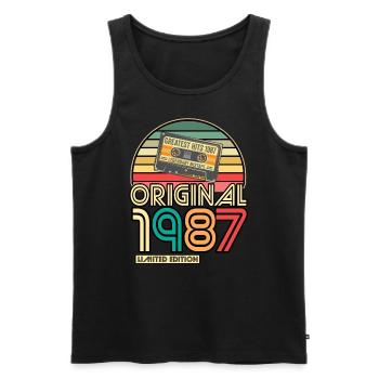 Cassette Tape Retro Vintage 1987 geboren Jahr 1987 - Männer Premium Bio Tank Top - Schwarz - Vorne - AI Model Male 178 light (178cm)