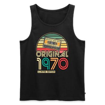 Cassette Tape Retro Vintage 1970 geboren Jahr 1970 - Männer Premium Bio Tank Top - Schwarz - Vorne - Michal (187cm)