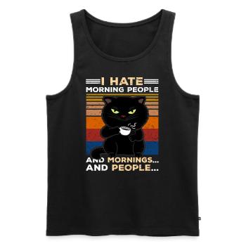 morning people cat coffee black cat funny morning - Men's Premium Organic Tank Top - black - Front - AI Model Male 178 light (178cm)