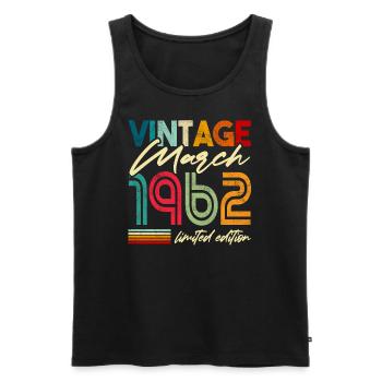 Vintage né Mars 1962 Anniversaire année 1962 - Débardeur bio Premium Homme - noir - Devant - Michal (187cm)