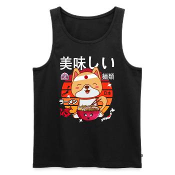 Kawaii Dog Ramen Noodles Japon Design - Débardeur bio Premium Homme - noir - Devant - AI Model Male 178 light (178cm)