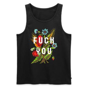 Fuck You, say it through the flowers. Funny and wit - Men's Premium Organic Tank Top - black - Front - Michal (187cm)