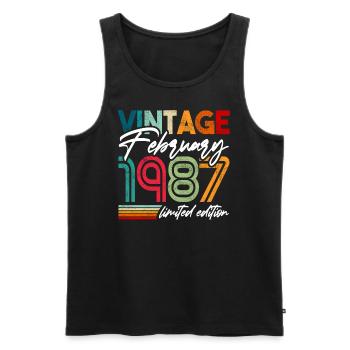 Birthday February 1987 Vintage February 1987 - Men's Premium Organic Tank Top - black - Front - Michal (187cm)