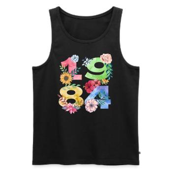 Né en 1984 Birthday Flower Design pour femmes - Débardeur bio Premium Homme - noir - Devant - Michal (187cm)