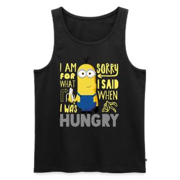 Les Minions Kevin Banane Citation Faim - Débardeur bio Premium Homme - noir - Devant - AI Model Male 178 light (178cm)