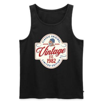 Né en 1982 Cadeau d’anniversaire Vintage 1982 - Débardeur bio Premium Homme - noir - Devant - Michal (187cm)