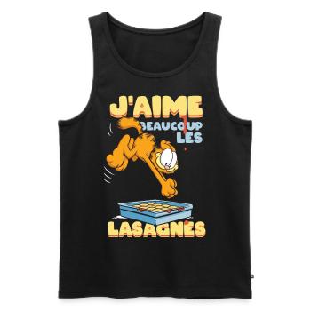 Garfield J'aime Lasagnes - Men's Premium Organic Tank Top - black - Front - AI Model Male 178 light (178cm)