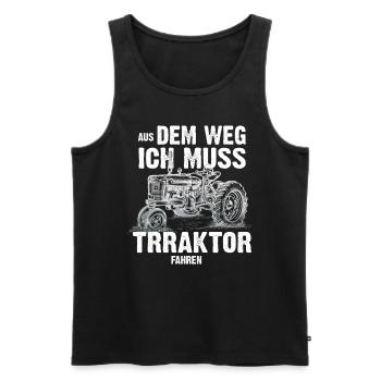 Landwirtschaft Aus Dem Weg Traktor Trecker - Männer Premium Bio Tank Top - Schwarz - Vorne - Michal (187cm)