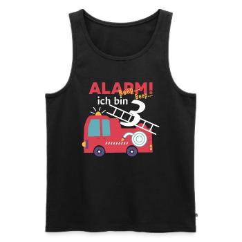 Alarm! Ich bin 3 Feuerwehr Design - Männer Premium Bio Tank Top - Schwarz - Vorne - Michal (187cm)