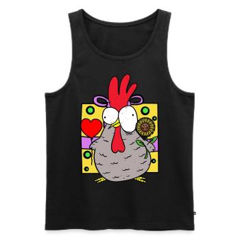 Cadeau d’anniversaire Poulet Tournesol Félicitations - Débardeur bio Premium Homme - noir - Devant - Michal (187cm)
