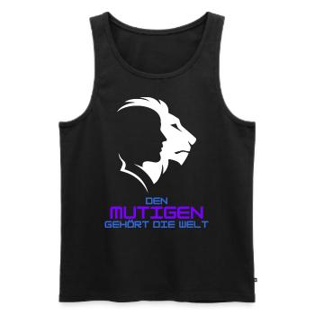 den Mutigen gehört die Welt - Männer Premium Bio Tank Top - Schwarz - Vorne - Michal (187cm)