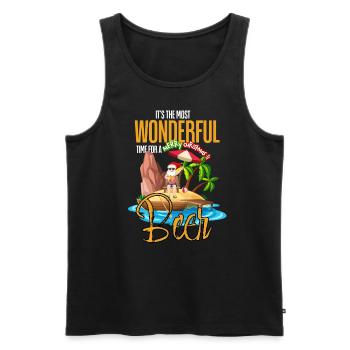 Funny Christmas In July Santa Claus Surfing On The - Men's Premium Organic Tank Top - black - Front - Michal (187cm)