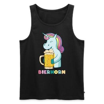 Bierhorn Einhorn mit Bier - Männer Premium Bio Tank Top - Schwarz - Vorne - Michal (187cm)