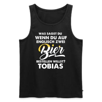 Two beers or Tobias - Männer Premium Bio Tank Top - Schwarz - Vorne - Michal (187cm)