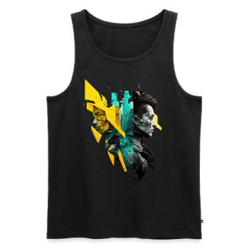 cyber punk No103 - Männer Premium Bio Tank Top - Schwarz - Vorne - AI Model Male 178 light (178cm)