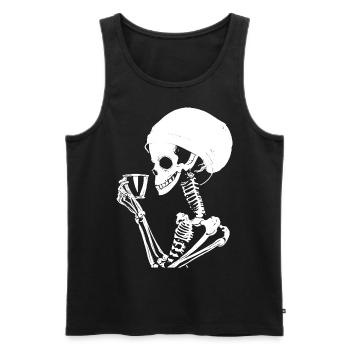 Sarcastic Funny Skeleton Drinking Espresso Coffee - Men's Premium Organic Tank Top - black - Front - AI Model Male 178 light (178cm)