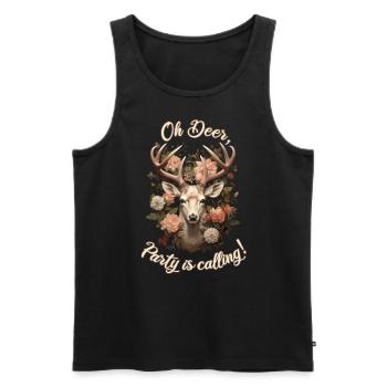 Chemise traditionnelle féminine fleurs de cerf Octobre festival folklorique - Débardeur bio Premium Homme - noir - Devant - Michal (187cm)