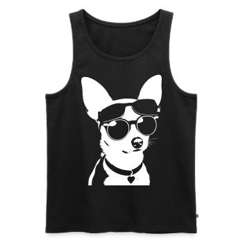 Chihuahua drôle portant des lunettes de soleil Chihuahuas - Débardeur bio Premium Homme - noir - Devant - Michal (187cm)