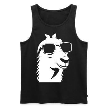 Lustiges Lama mit Sonnenbrille Coole Lamas - Männer Premium Bio Tank Top - Schwarz - Vorne - AI Model Male 178 light (178cm)