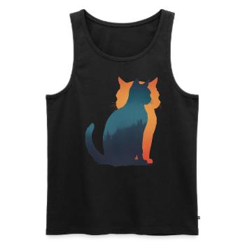 Schattenspiel: Katze im Wald - Männer Premium Bio Tank Top - Schwarz - Vorne - AI Model Male 178 light (178cm)
