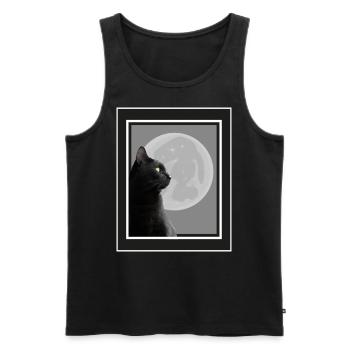 Schwarze Katze im Mondlicht. - Männer Premium Bio Tank Top - Schwarz - Vorne - Michal (187cm)