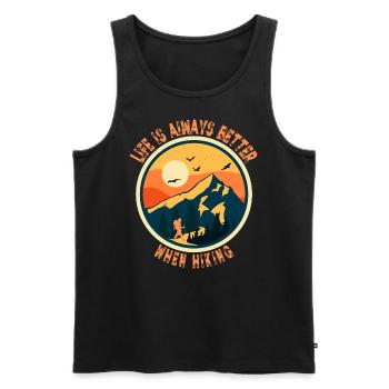 Life Is Always Better When Hiking T-Shirt - Men's Premium Organic Tank Top - black - Front - AI Model Male 178 light (178cm)