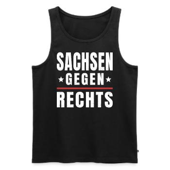 Antifaschismus Antifaschist Sachsen Gegen Rechts - Männer Premium Bio Tank Top - Schwarz - Vorne - Michal (187cm)