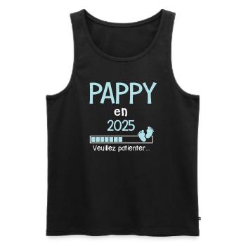 Pappy en 2025 Cadeau Futur Papi - Débardeur bio Premium Homme - noir - Devant - Michal (187cm)