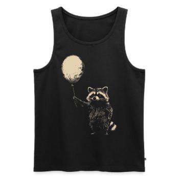 Waschbär mit Luftballon - Männer Premium Bio Tank Top - Schwarz - Vorne - AI Model Male 178 light (178cm)