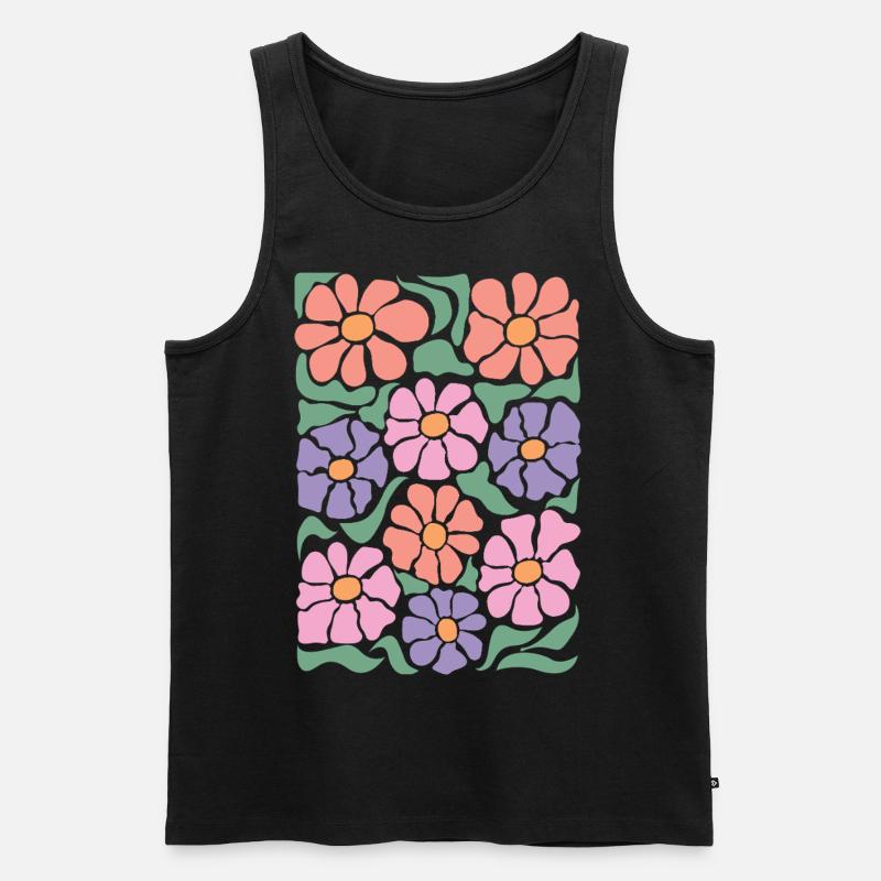 Boho Flora Blumen - Männer Premium Bio Tank Top - Schwarz