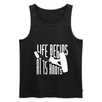 Kiteboarder Life Begins At 15 Knots Funny - Männer Premium Bio Tank Top - Schwarz - Vorne - Michal (187cm)