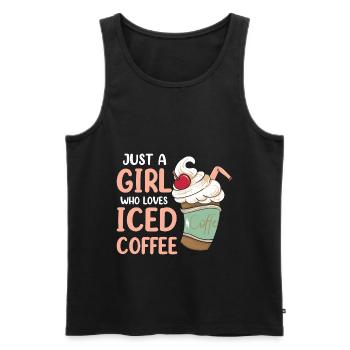 Just A Girl Who Loves Iced Coffee - Männer Premium Bio Tank Top - Schwarz - Vorne - AI Model Male 178 light (178cm)