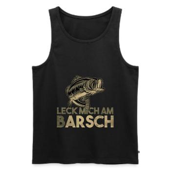Leck mich am Barsch Angler - Männer Premium Bio Tank Top - Schwarz - Vorne - AI Model Male 178 light (178cm)