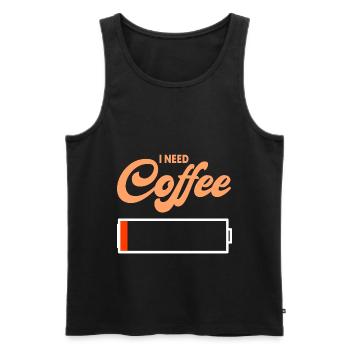 I Need Coffee Funny Coffee Lover Battery - Männer Premium Bio Tank Top - Schwarz - Vorne - AI Model Male 178 light (178cm)