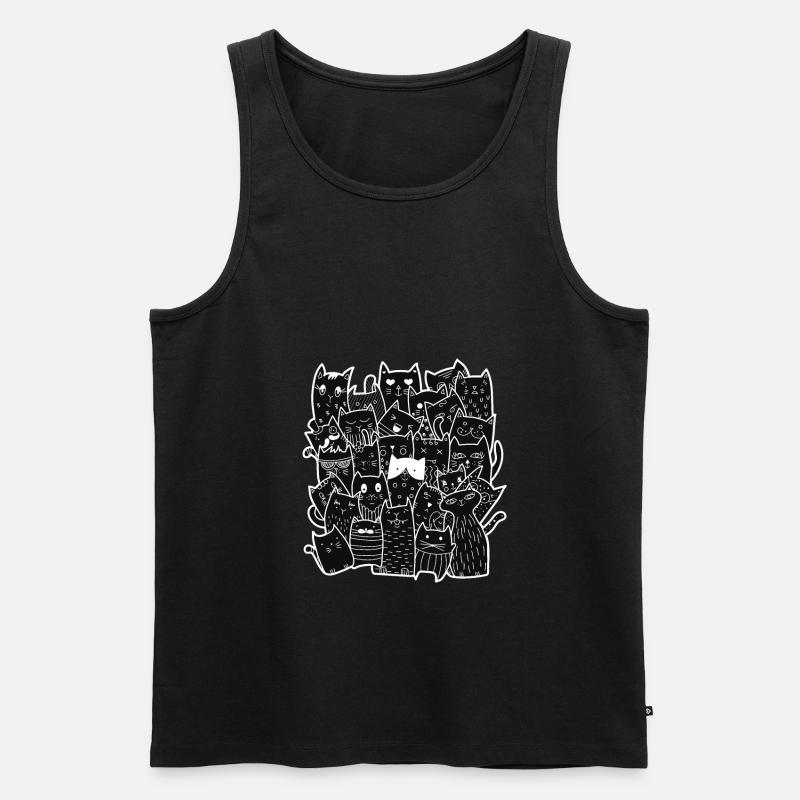 Cute Black Cats Pattern - Männer Premium Bio Tank Top - Schwarz
